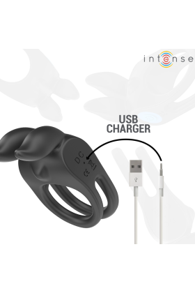 Sam Vibrator Doppel-Penisring 10 Vibrationen Schwarz von Intense Couples Toys kaufen | Fesselliebe