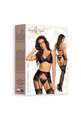 Obsidian Desire 3-tlg. Set schwarz von Beauty Night Fashion kaufen | Fesselliebe