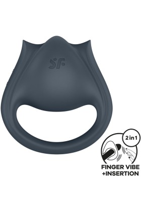 Perfect Pair 2 Multivibrator 2 in 1 Penisring und Fingerstimulator Grau von Satisfyer Partner kaufen | Fesselliebe