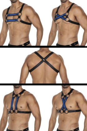Schwarz/blauer Brust-Harness 06 von Cut4Men kaufen | Fesselliebe