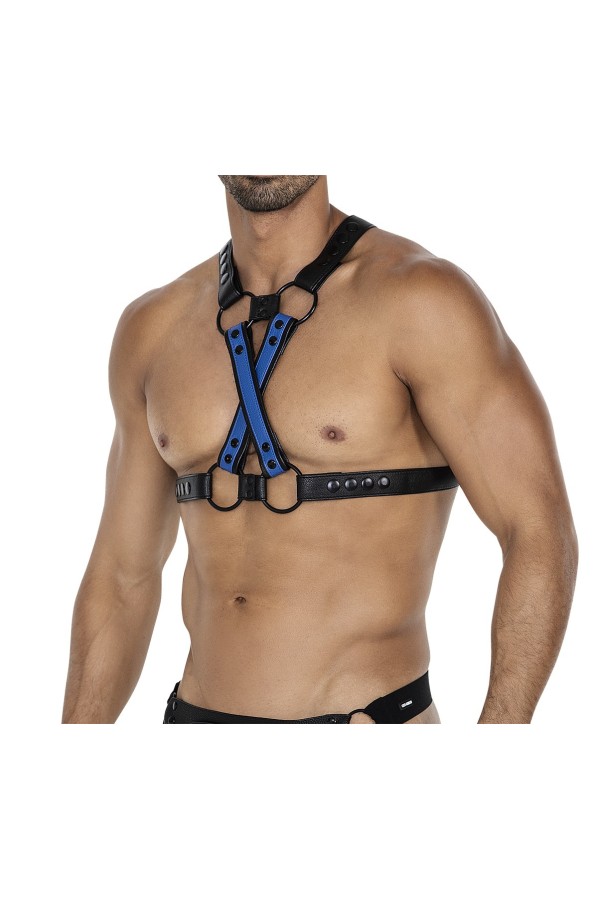 Schwarz/blauer Brust-Harness 06 von Cut4Men kaufen | Fesselliebe