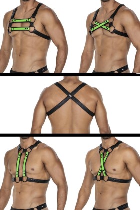 Schwarz/neongrüner Brust-Harness 06 von Cut4Men kaufen | Fesselliebe