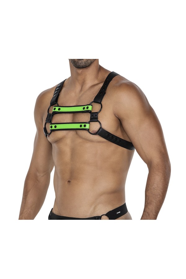 Schwarz/neongrüner Brust-Harness 06 von Cut4Men kaufen | Fesselliebe
