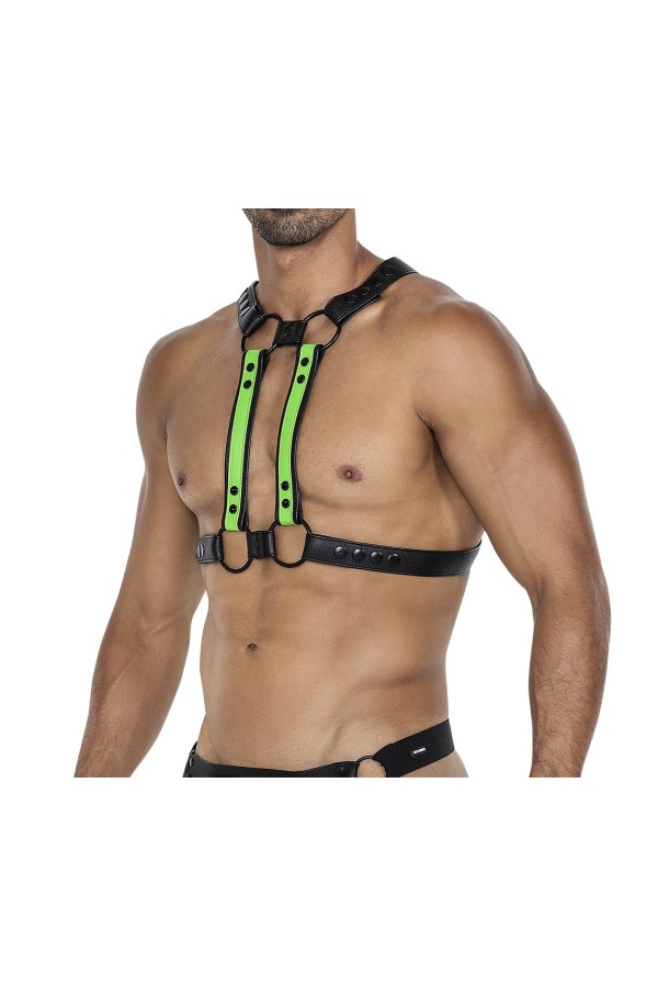 Schwarz/neongrüner Brust-Harness 06 von Cut4Men kaufen | Fesselliebe