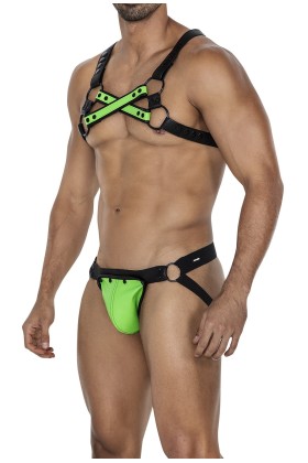 Schwarz/neongrüner Brust-Harness 06 von Cut4Men kaufen | Fesselliebe