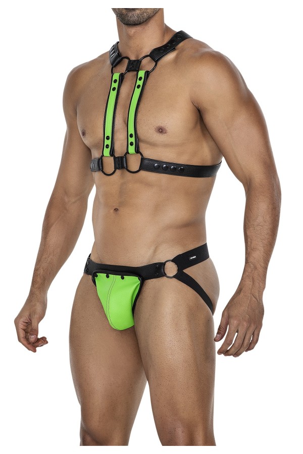 Schwarz/neongrüner Brust-Harness 06 von Cut4Men kaufen | Fesselliebe