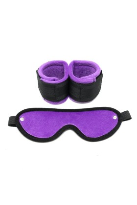 Rimba Handschellen mit Maske verstellbar Lila von Bondage Play kaufen | Fesselliebe