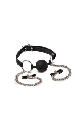 Atmungsaktiver Mundknebel und Nippelklemmen von Latex Play kaufen | Fesselliebe