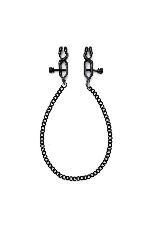 Verstellbare Nippelklemmen mit schwarzer Kette von Bondage Play kaufen | Fesselliebe