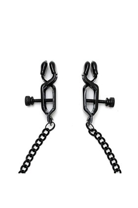 Verstellbare Nippelklemmen mit schwarzer Kette von Bondage Play kaufen | Fesselliebe