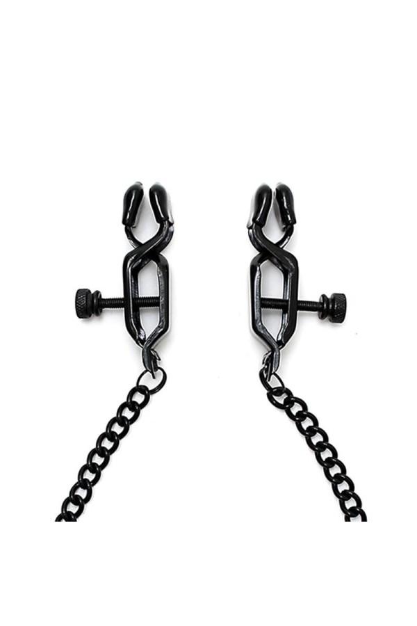 Verstellbare Nippelklemmen mit schwarzer Kette von Bondage Play kaufen | Fesselliebe