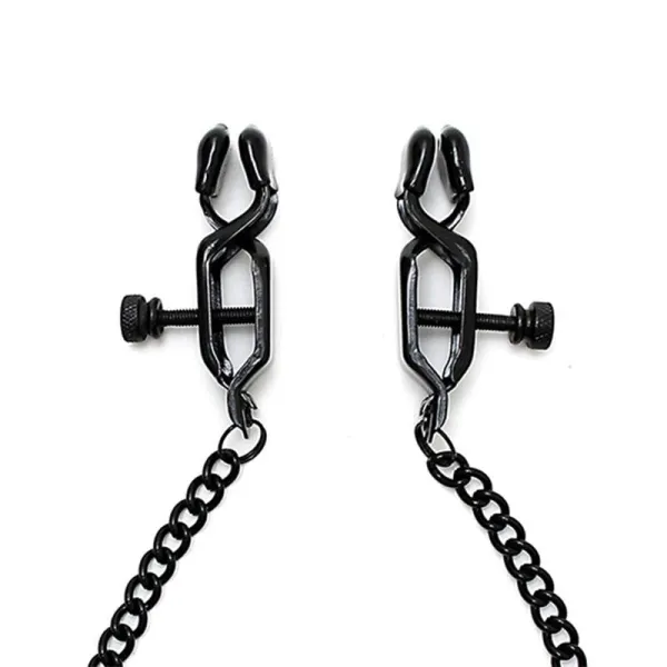Verstellbare Nippelklemmen mit schwarzer Kette von Bondage Play kaufen | Fesselliebe