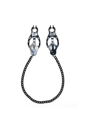 Verstellbare Nippelklemmen, Schmetterlingsstil mit schwarzer Kette von Bondage Play kaufen | Fesselliebe
