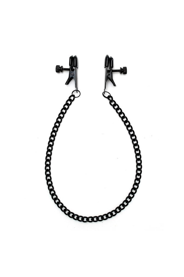 Verstellbare Nippelklemmen mit schwarzer Kette von Bondage Play kaufen | Fesselliebe
