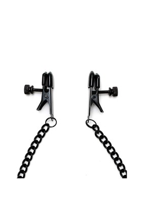 Verstellbare Nippelklemmen mit schwarzer Kette von Bondage Play kaufen | Fesselliebe