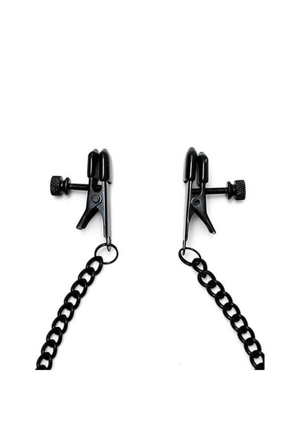 Verstellbare Nippelklemmen mit schwarzer Kette von Bondage Play kaufen | Fesselliebe