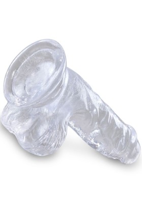 Clear realistischer Penis mit Hoden 10.1 cm Transparent von King Cock kaufen | Fesselliebe