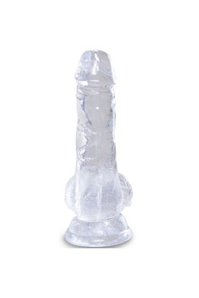 Clear realistischer Penis mit Hoden 10.1 cm Transparent von King Cock kaufen | Fesselliebe