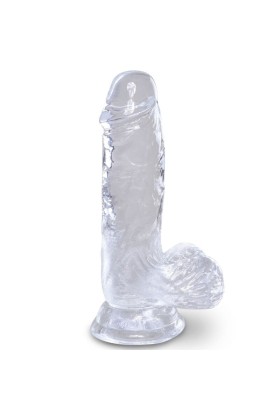Clear realistischer Penis mit Hoden 10.1 cm Transparent von King Cock kaufen | Fesselliebe