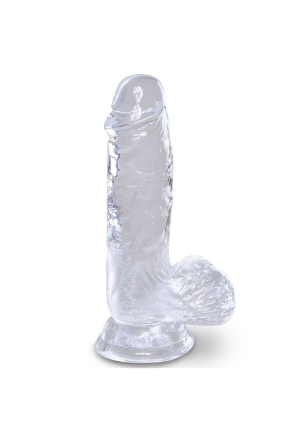 Clear realistischer Penis mit Hoden 10.1 cm Transparent von King Cock kaufen | Fesselliebe