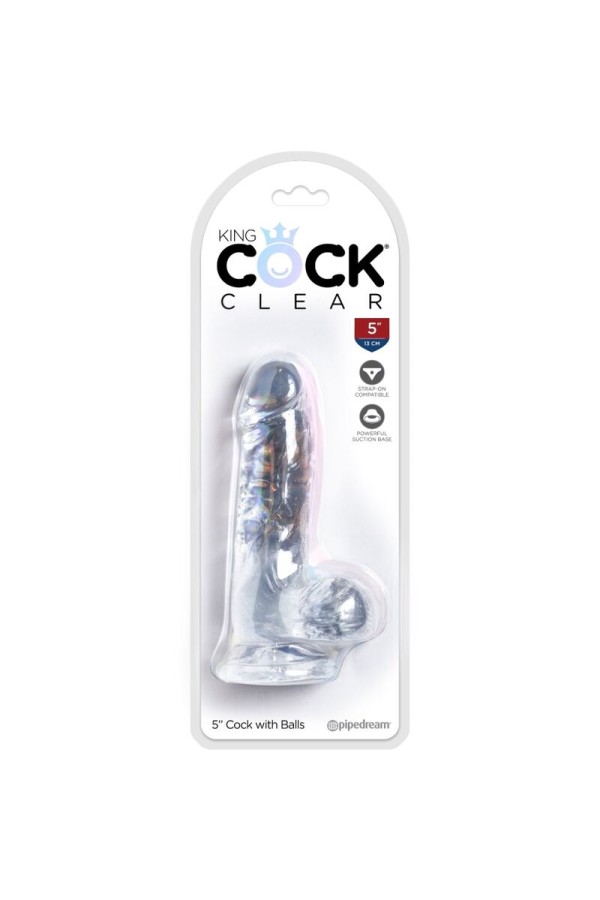 Clear realistischer Penis mit Hoden 10.1 cm Transparent von King Cock kaufen | Fesselliebe