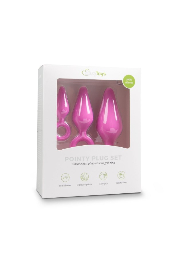 Satz rosa Analplugs mit Zugring