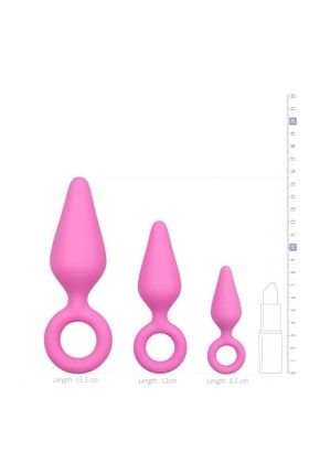 Satz rosa Analplugs mit Zugring