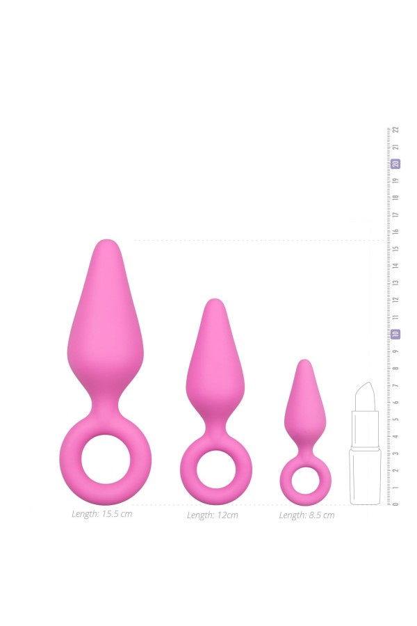 Satz rosa Analplugs mit Zugring
