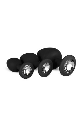 Analplug aus Silikon mit Diamant - Schwarz
