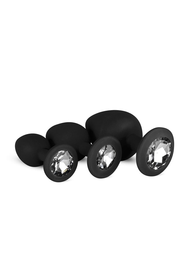Analplug aus Silikon mit Diamant - Schwarz
