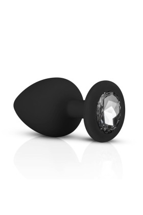 Analplug aus Silikon mit Diamant - Schwarz