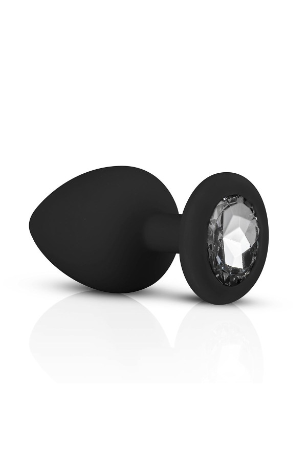 Analplug aus Silikon mit Diamant - Schwarz