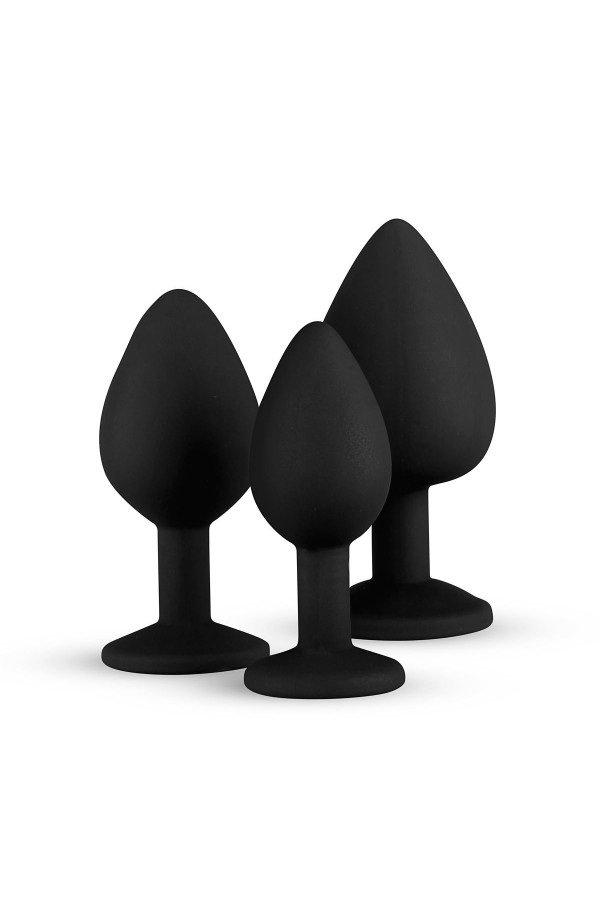 Analplug aus Silikon mit Diamant - Schwarz