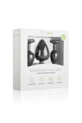 Analplug aus Silikon mit Diamant - Schwarz