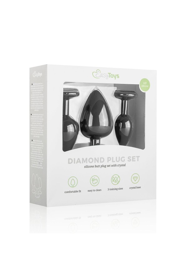 Analplug aus Silikon mit Diamant - Schwarz