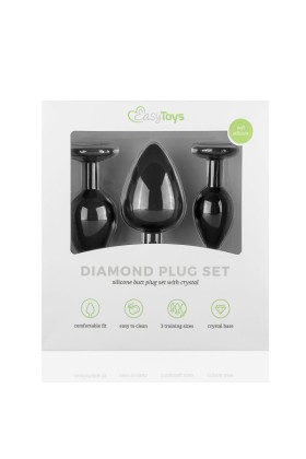 Analplug aus Silikon mit Diamant - Schwarz