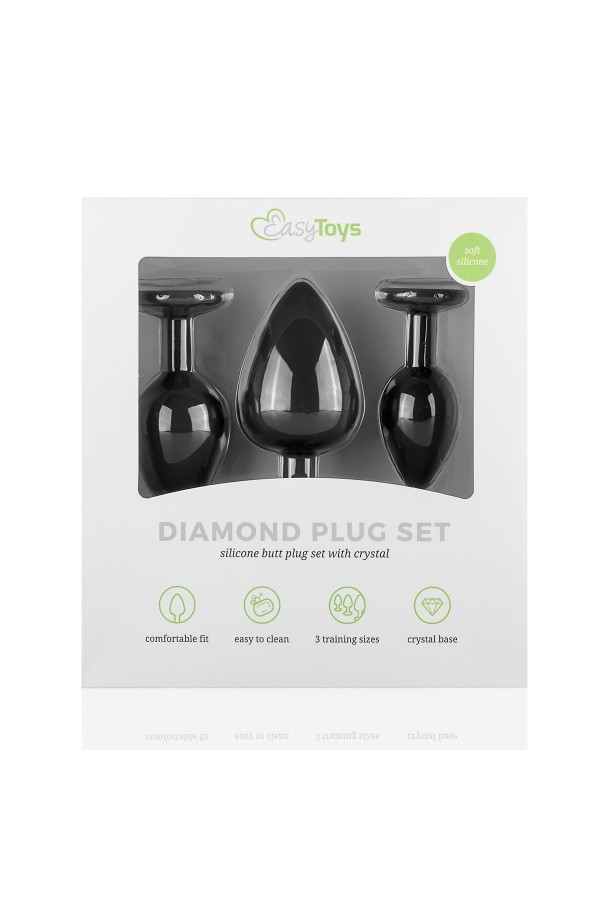 Analplug aus Silikon mit Diamant - Schwarz