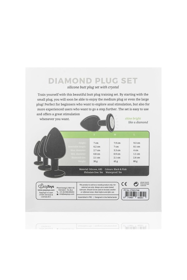 Analplug aus Silikon mit Diamant - Schwarz