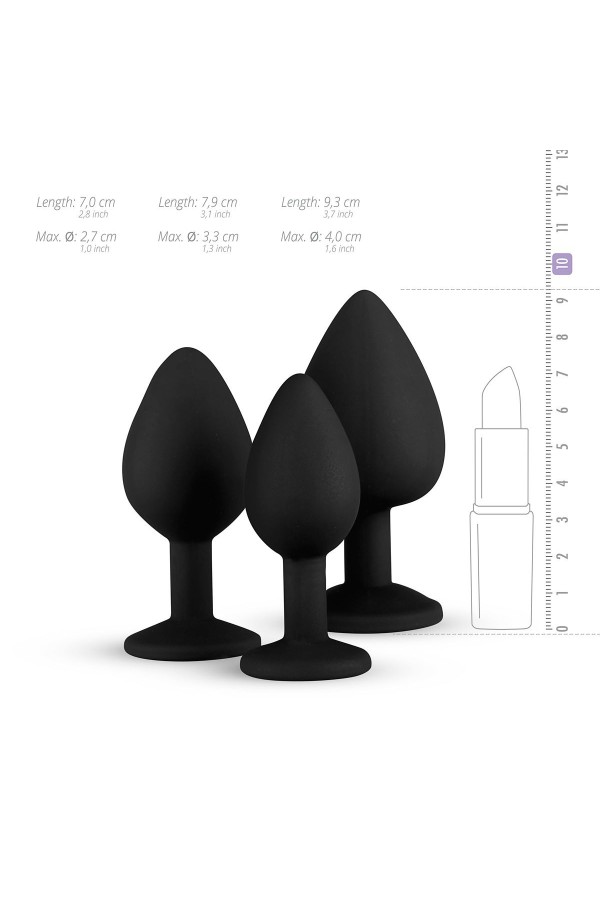 Analplug aus Silikon mit Diamant - Schwarz