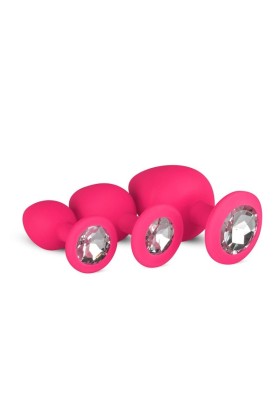 Analplug aus Silikon mit Diamant - pink