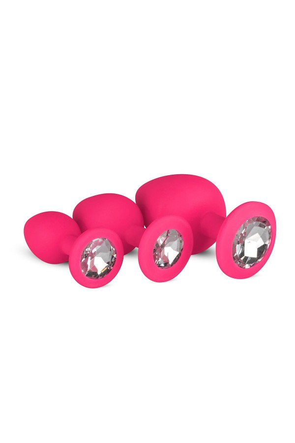 Analplug aus Silikon mit Diamant - pink
