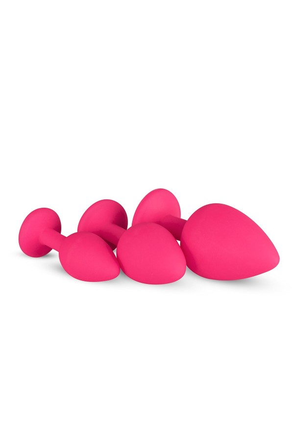 Analplug aus Silikon mit Diamant - pink