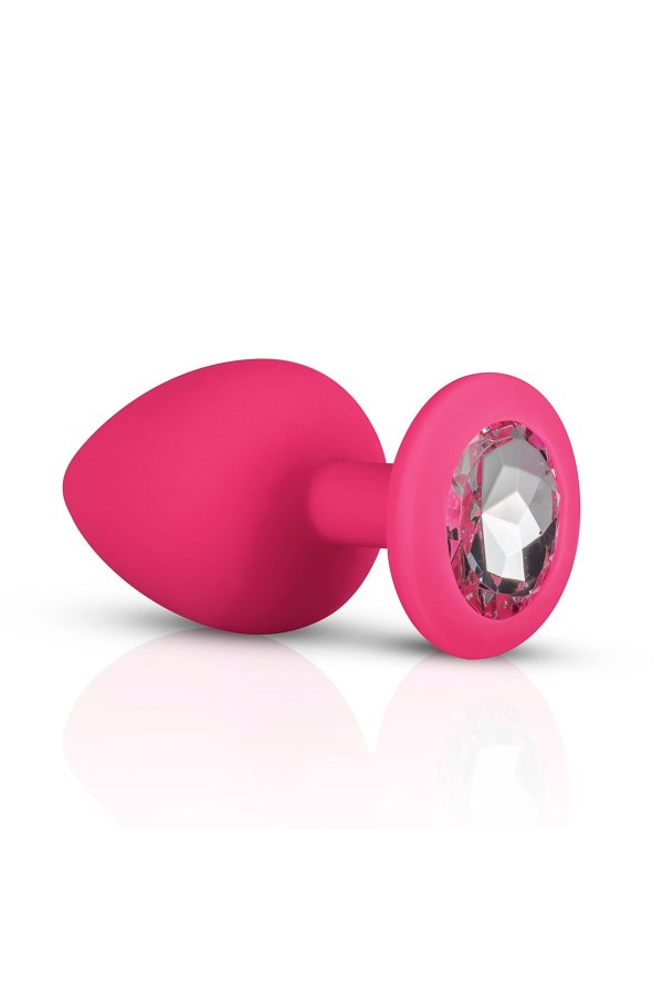 Analplug aus Silikon mit Diamant - pink