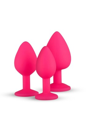 Analplug aus Silikon mit Diamant - pink