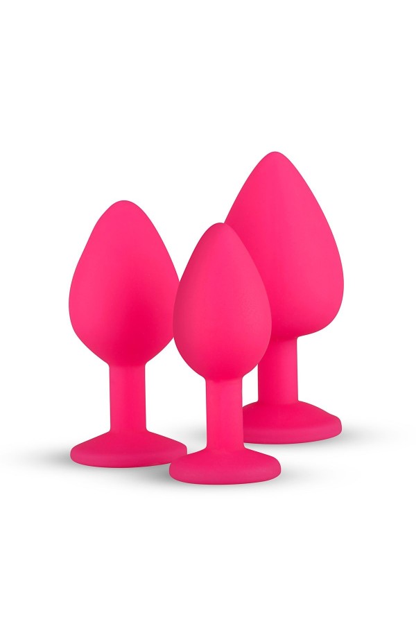 Analplug aus Silikon mit Diamant - pink