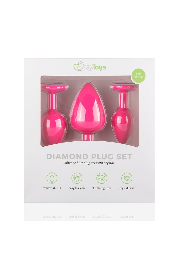 Analplug aus Silikon mit Diamant - pink