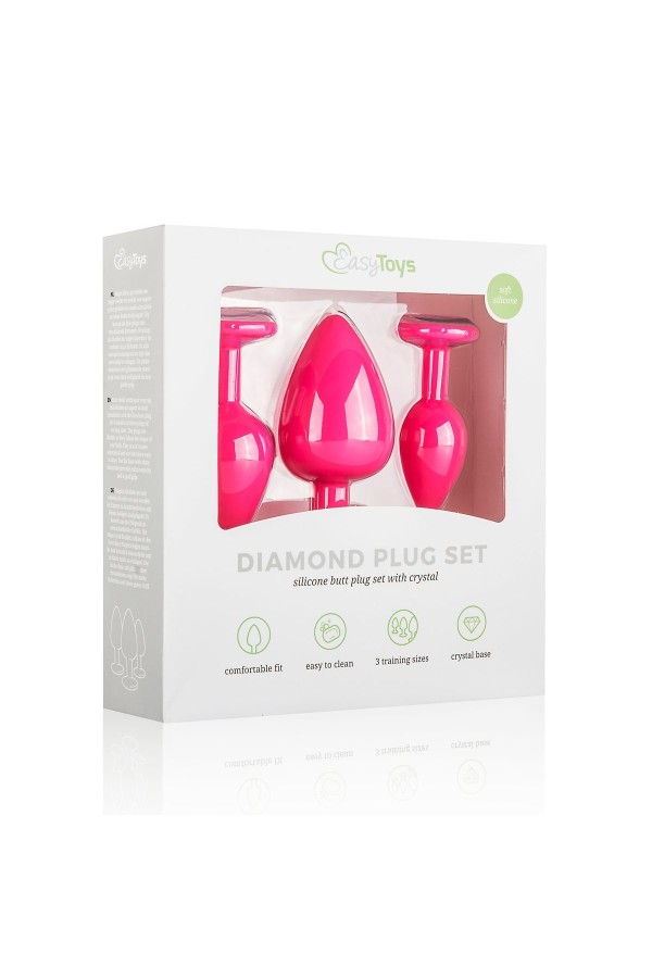 Analplug aus Silikon mit Diamant - pink