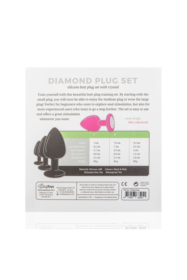 Analplug aus Silikon mit Diamant - pink