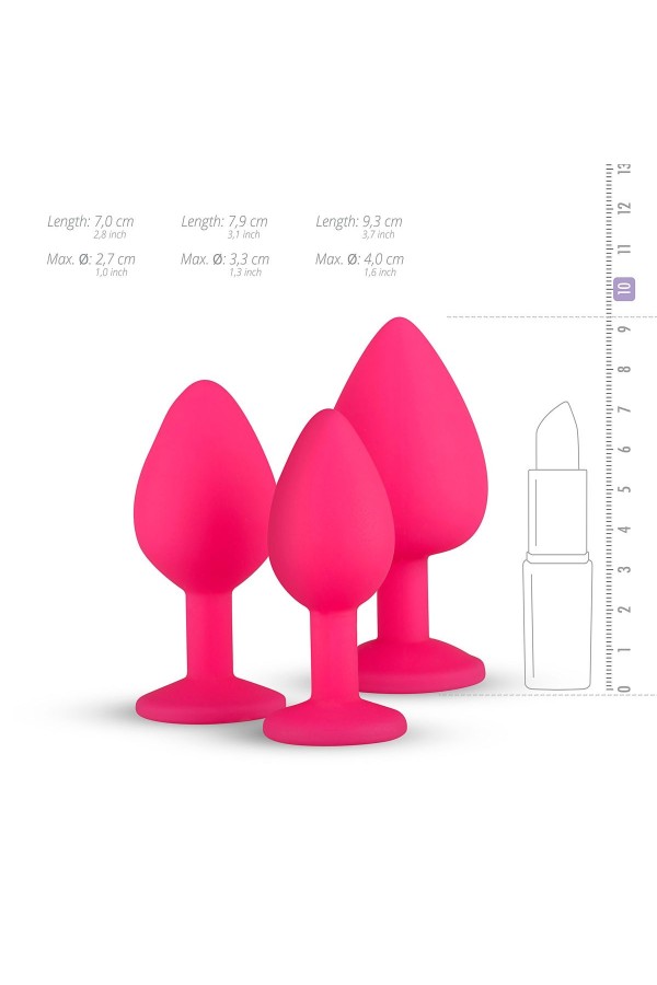 Analplug aus Silikon mit Diamant - pink