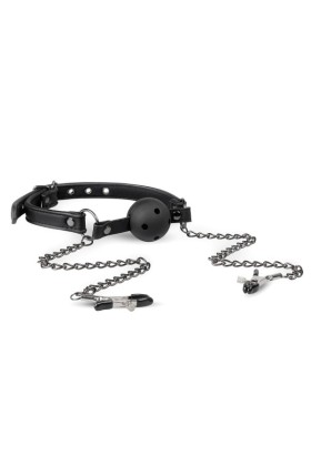 Offener Ballknebel mit Nippelklemmen